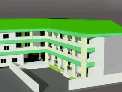 buliding school 3D model Low-poly 3D model
