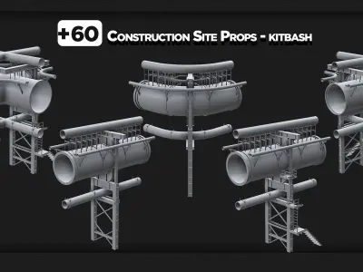 60 Construction Site Props - KITBASH - VOL 04 3D model
