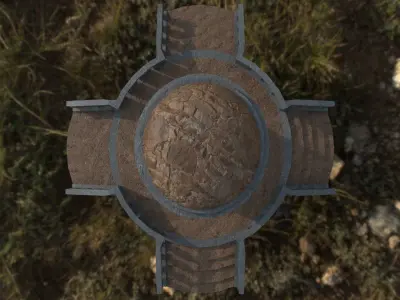 Gazebo lighthouse in middle of field Low-poly 3D model