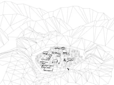 Low Poly AR VR Game ready destroyed village 3d model Low-poly 3D model