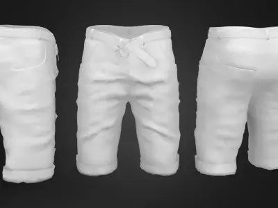 Jeans Shorts With Open Belt Low-poly 3D model