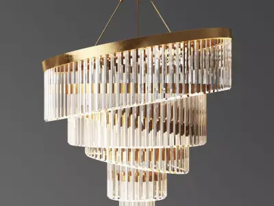 Gold Plated Spiral Crystal Designer Chandelier 3D model