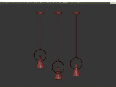 HENNAN three pendant lights with marble and gold accents Low-poly 3D model