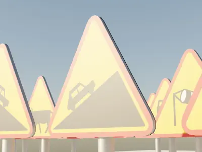 Road Sign Pack - Basic Poland Low-poly 3D model