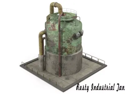 Rusty Industrial Tank Low-poly 3D model