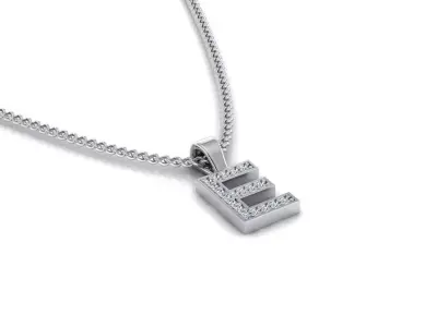Pendant E letter with diamonds 3D print model