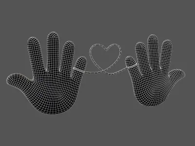 Hand with Red Line Icon v1 025 Low-poly 3D model
