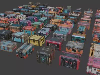 Sci-Fi Crates Set 3D model