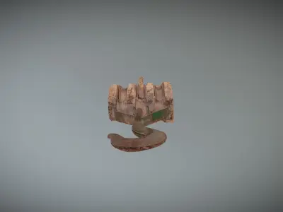 Pulley wooden hook hanging 3D model