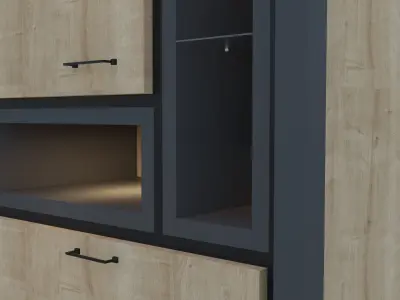 Cabinet tall with doors and drawers 3D model