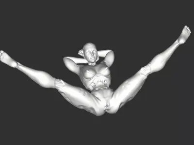 Futuristic Half-Robot Girl Nude Sci-Fi 3D Model 3D print model