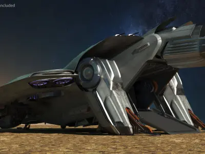 Futuristic Spaceship Transporter Rigged for Cinema 4D 