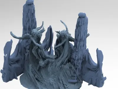 Arch Warrior Wings Cliff base 1 3D model