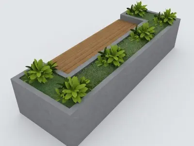 Modern Bench Street and Garden 8 3D model