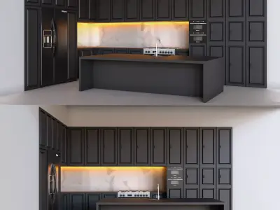 Black matte kitchen 3D model