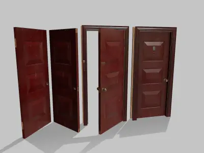 Door red 07 Low-poly 3D model