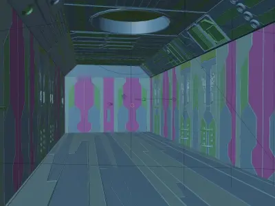 Sci Fi Corridor in Space Low-poly 3D model