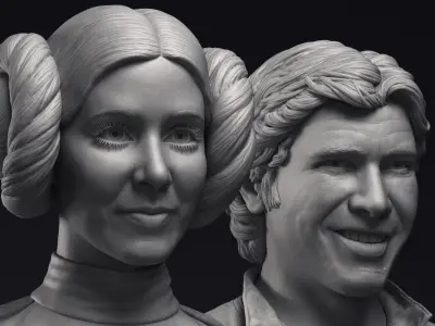 Leia and Han Solo 3d printable bust collection 3D Model Pack