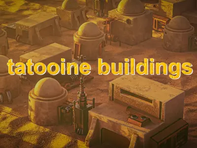 star wars  tatooine buildings Low-poly 3D model