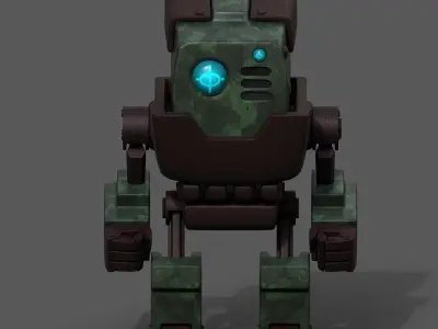 Robot cyborg scifi space millitary fantasy Cartoon design  Low-poly 3D model