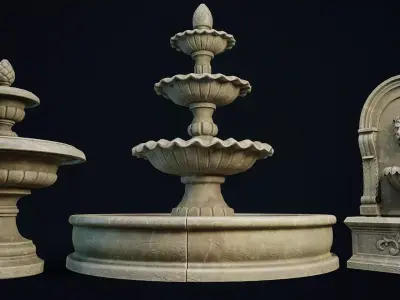 Garden Fountains Low-poly 3D model