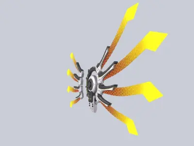 Sci fi wings Low-poly 3D model