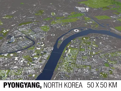 Pyongyang North Korea 50x50km 3D model