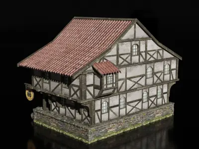 medieval tavern Low-poly 3D model