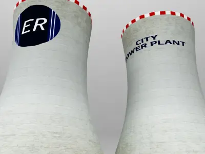 Cooling Tower Power Plant low Low-poly 3D model