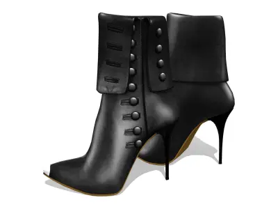 Buttons Heel Boots Low-poly 3D model