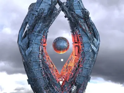 Sci fi eclipse monolith Globe tower 3D model