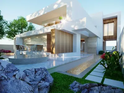 3d model Two-Story House Low-poly 3D model