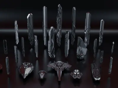 Epic Sci-Fi Hard Surface Sci Fi Buildings and Assets 3D Kit 3D model