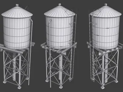 New York Water Tank Low-poly 3D model