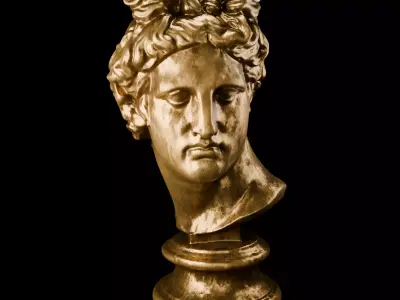 Classical Greek Bust Sculpture - Marble and Bronze 3D model