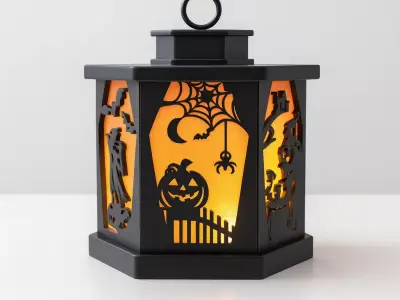 Halloween Candle Tea Light Lantern Witch Pumpkin Jack Skeleton 3D print model