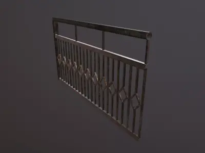 Metal Iron Fence Low-poly 3D model