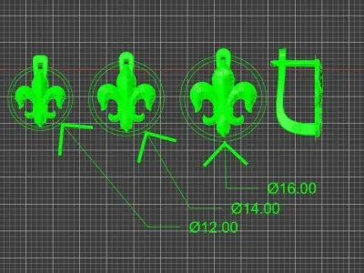 FLEUR DE LIS Hoop earrings  CLICK HINGE  3D print model