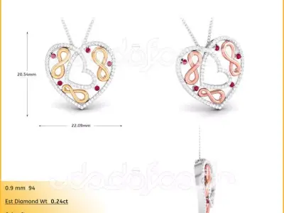 light weight yellow gold  diamond pendent -DOC-P8197 3D print model