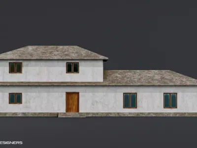 Two-Story Indian House Low-poly 3D model