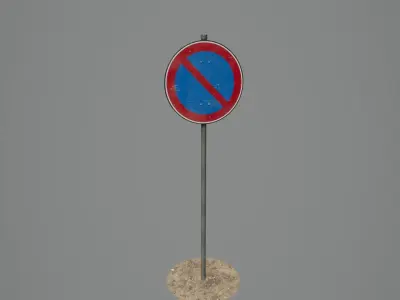 Road Sign 04 - Prohibited Parking Low-poly 3D model
