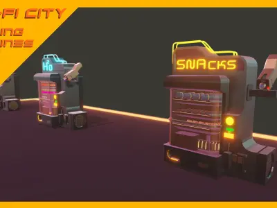 Scifi City Vending Machines Asset Pack Low-poly 3D model