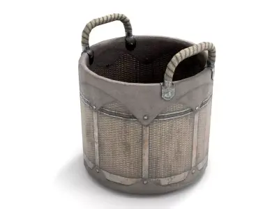 Wicker Grocery Basket Low-poly 3D model