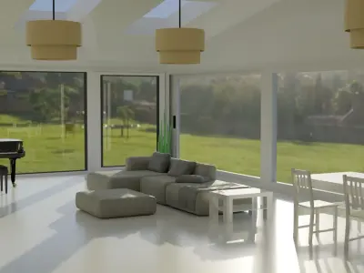 White Mansion Living Room Free 3D model