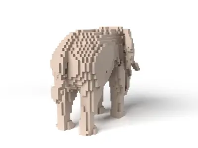 Elephant Minecraft Voxel Low-poly 3D model