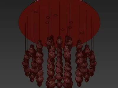 Bubble chandelier with golden glass beads 3D model