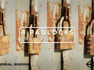 4 Rusty Padlocks Low-poly 3D model