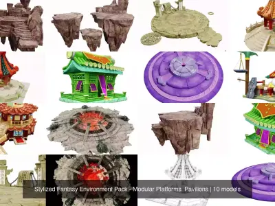 Stylized Fantasy Environment Pack - Modular Platforms  Pavilions