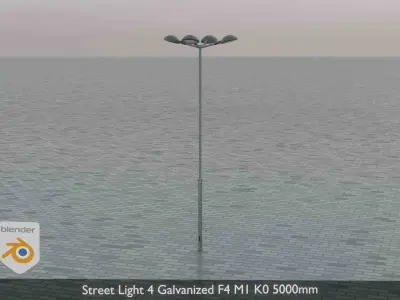 Street Light 4 Galvanized F4 M1 K0 5000mm Low-poly 3D model