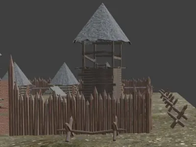 Wooden castle 3D model